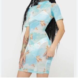 Sky Blue Angel Print Dress